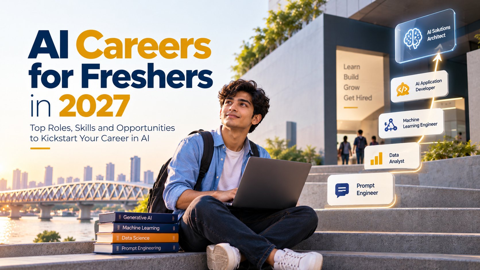 AI careers for freshers, AI jobs India, entry-level AI jobs, AI skills for freshers, fresher jobs 2027, data analyst, software testing, digital marketing • Category: IT Career Guidance • Image ALT text (suggested): Fresh graduates exploring AI career paths such as data analysis, software development, testing and marketing. Check that it matches the actual image before use; the image itself could not be viewed.